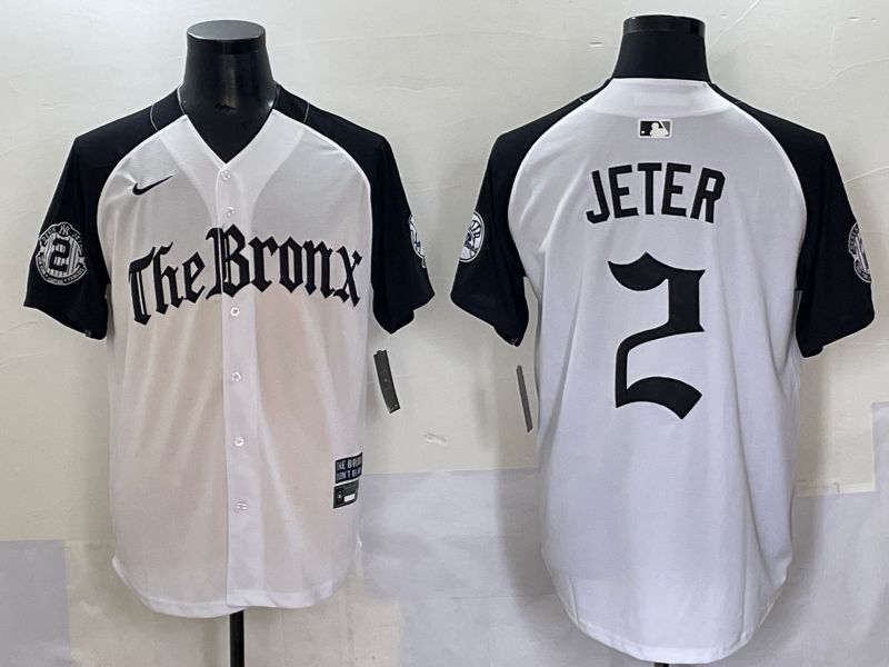 Men 2025 New York Yankees #2 Jeter White black Five generations Joint Name Nike MLB Jersey style 54->chicago cubs->MLB Jersey